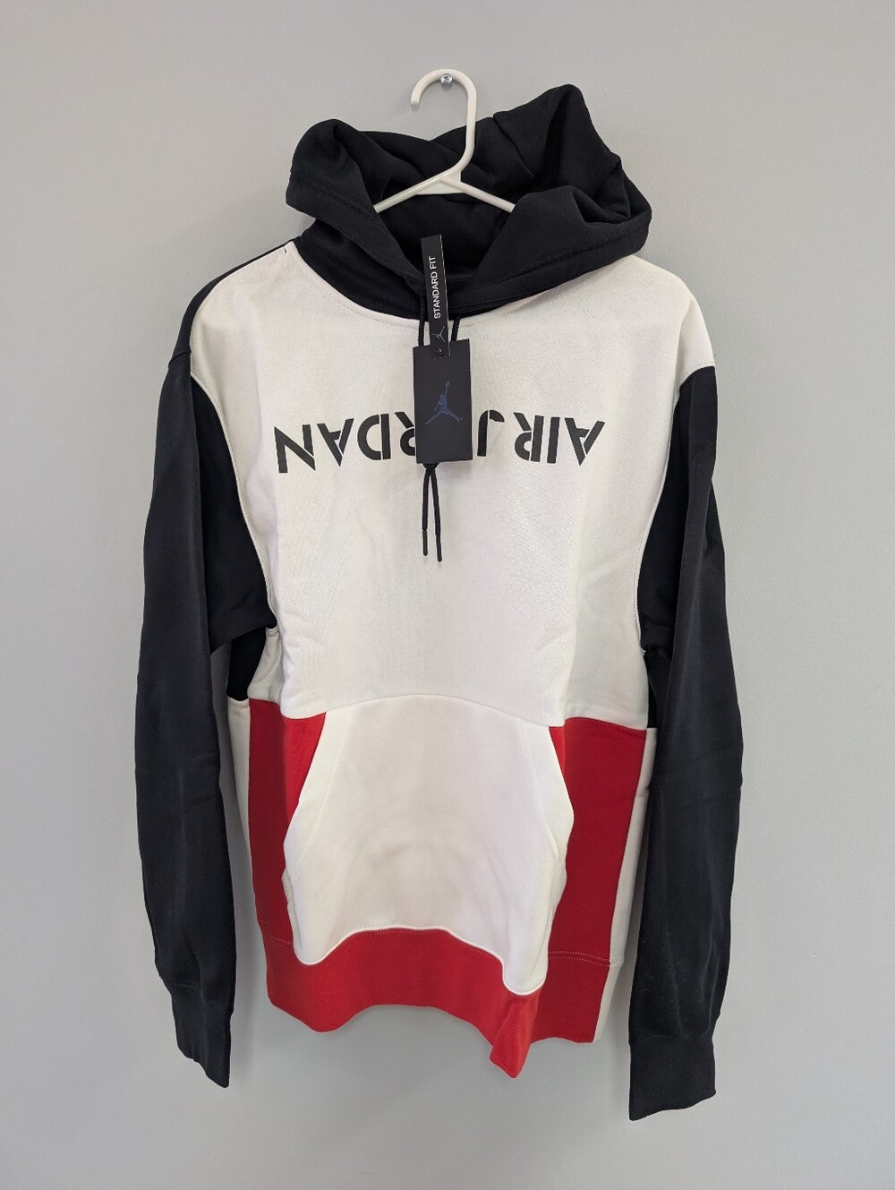Jordan Men’s Colorblock Pullover Hoodie — Black White Red